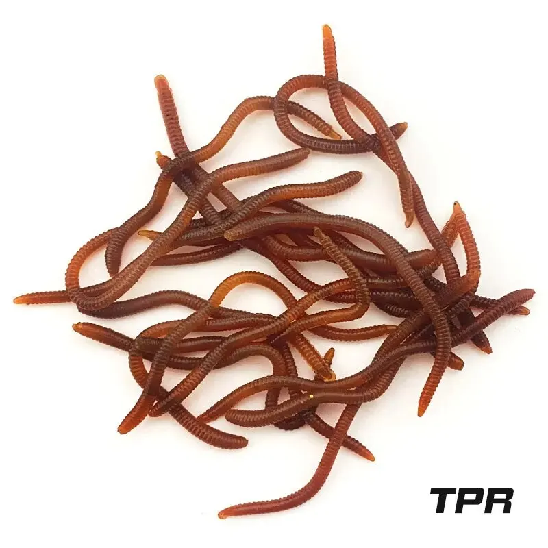 BURLE señuelos blandos rojos con olor a pescado realista, simulación de lombriz de tierra, gusanos rojos, Señuelos de Pesca artificiales - imagen 2