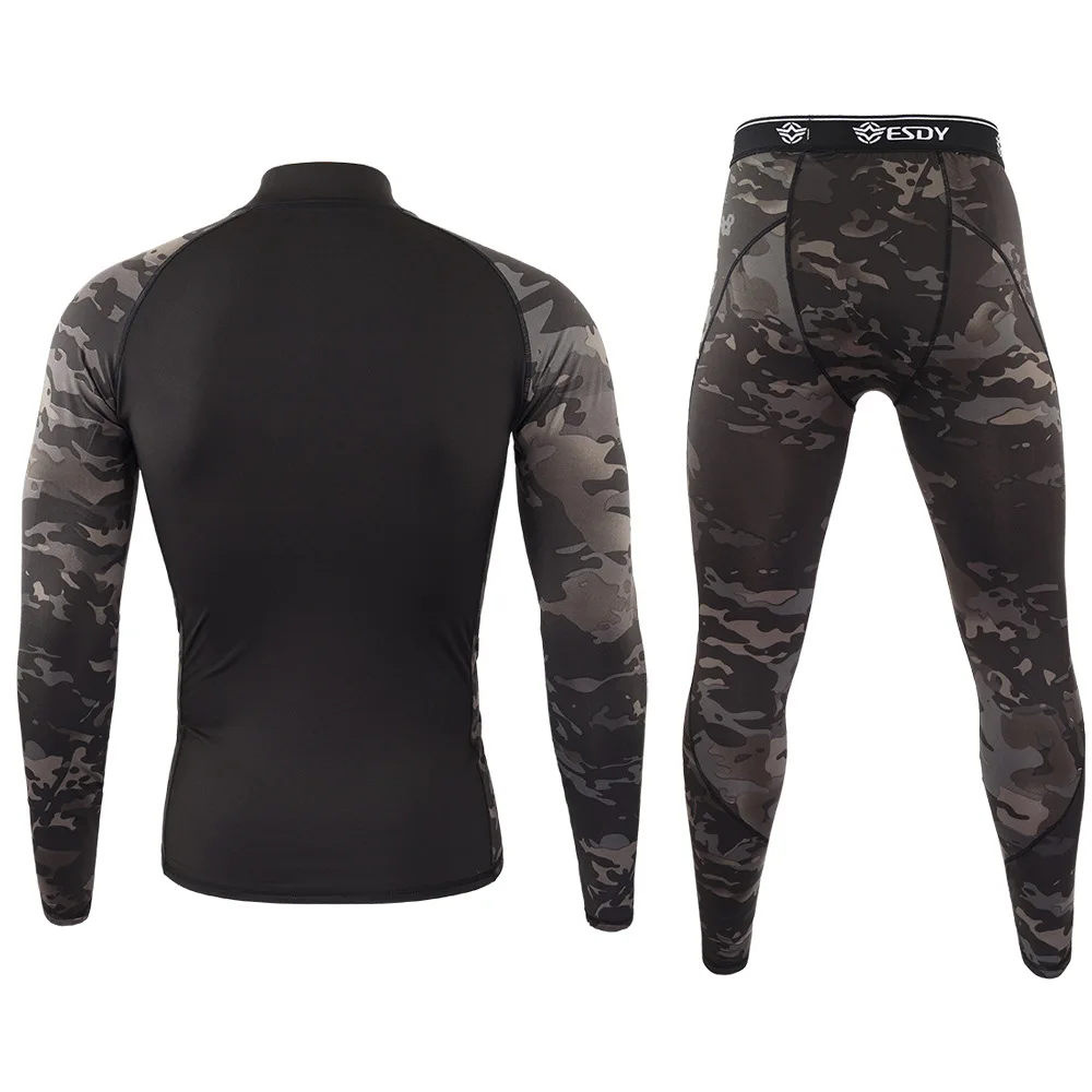 Ropa interior térmica de camuflaje para hombre, traje elástico de secado rápido, conjuntos de ropa interior cálida para deportes al aire libre, Calzoncillos largos A2F173C - imagen 5
