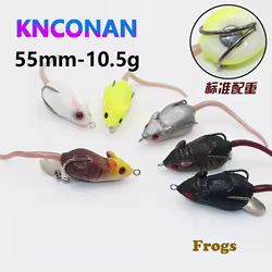 1 unidad de cebo falso para ratón, 5,5 cm/10,5g, ojos 3D, doble gancho de agua dulce, púa, trueno, rana, trueno, cebo para ratón