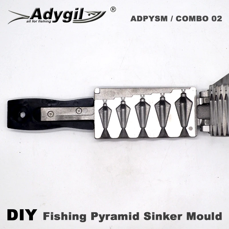Molde de plomo piramide Adygil – 5 cavidades artesanal para pesca - imagen 2