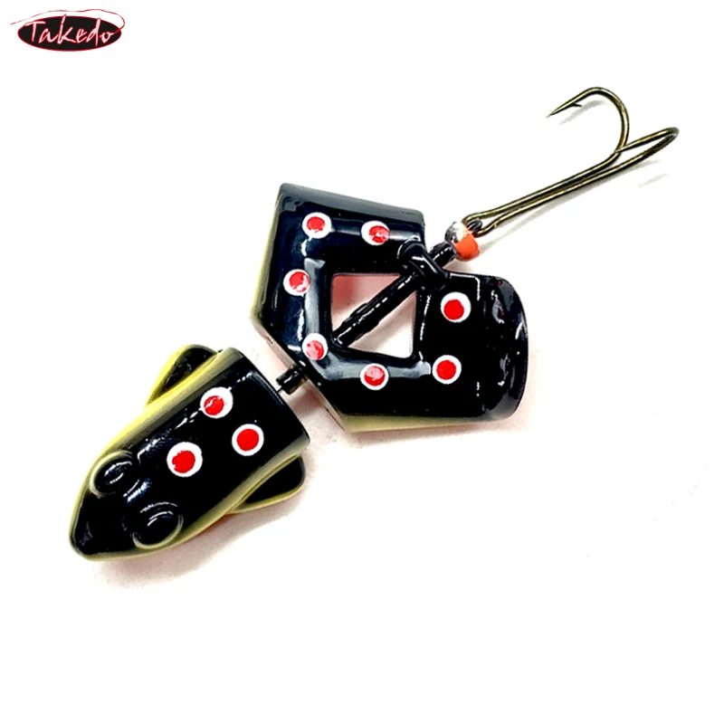 TAKEDO-Cebo flotante de rana para lubina, Señuelos de Pesca, sección dura, cola de swimbait articulada giratoria, Topwater Forg, 7,5 cm, 13g - imagen 3