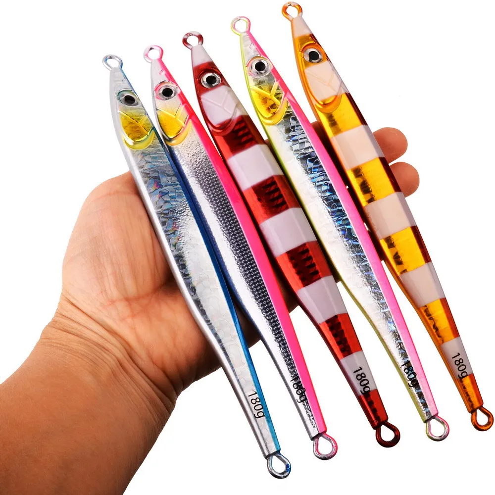 60g 80g 100g 120g 180g pesca en barco de aguas profundas deslizador de sardina señuelo de Jigging plantilla de Metal fundido largo señuelo de pesca plantillas de pesca de mar