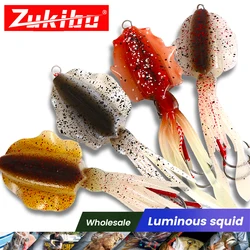 ZUKIBO-señuelo de calamar luminoso, falda de pulpo, cebo de pesca de curricán, Jigging de hundimiento biónico, cabeza con anzuelo de plomo, aparejos de pesca