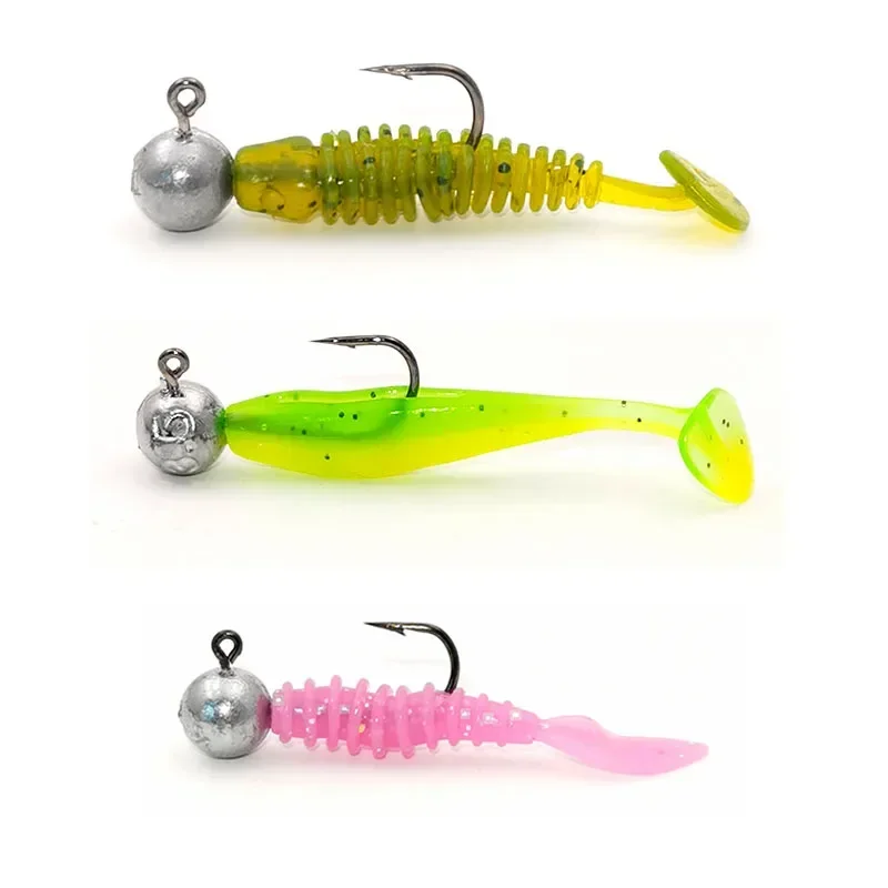 10 Uds Mini anzuelo con cabeza de anzuelo Rockfish, anzuelo con cabeza de plomo expuesta, anzuelo de púas, señuelo de gusano suave para trucha, anzuelo de pesca, aparejos de pesca - imagen 4