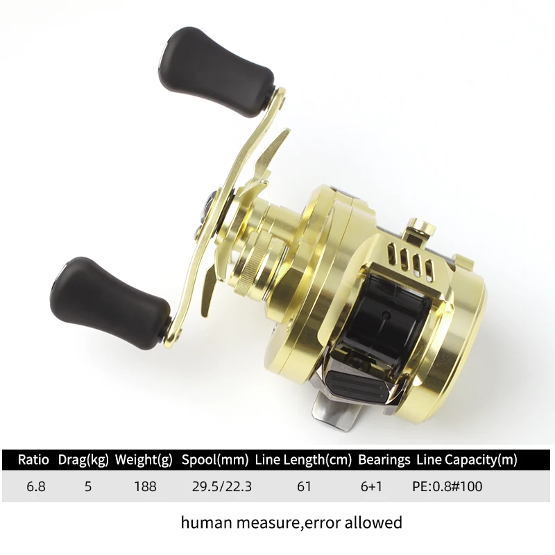 Carrete de pesca RUKE, rueda de tambores fundidos DK100/DK150/DK200, arrastre de 5/7/15kg, carretes de fundición 12 + 1BB, mango de aleación de aluminio con perillas de goma - imagen 5