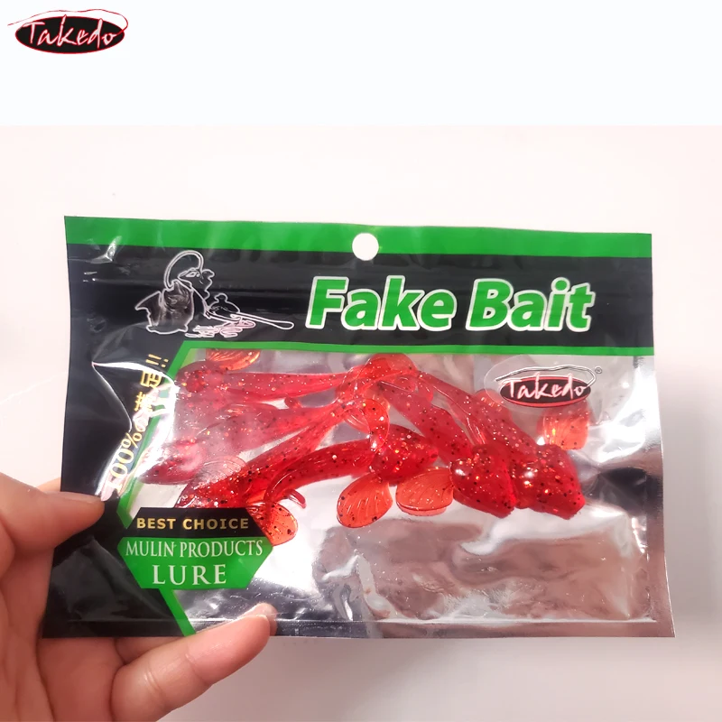 TAKEDO 6 uds 90MM 4,5G salamandra gigante de una sola cola cebo de pesca suave gusano de simulación para cebo de perca y mandarín de boca cruzada - imagen 4