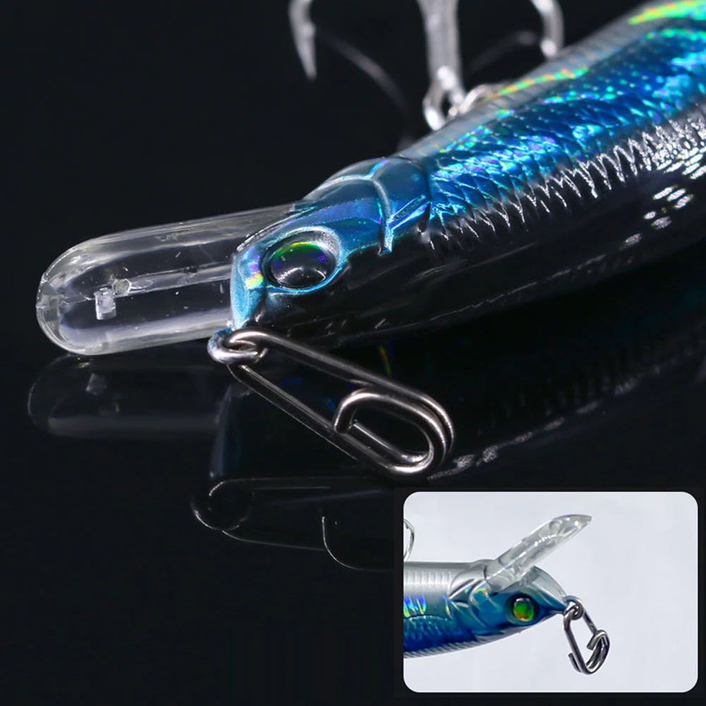 DNDYUJU 20-100 Uds. De anillos divididos ovalados muertos doblados de acero inoxidable, conector de pesca con señuelo, anzuelo de pesca a presión, cebo falso, broche giratorio - imagen 3