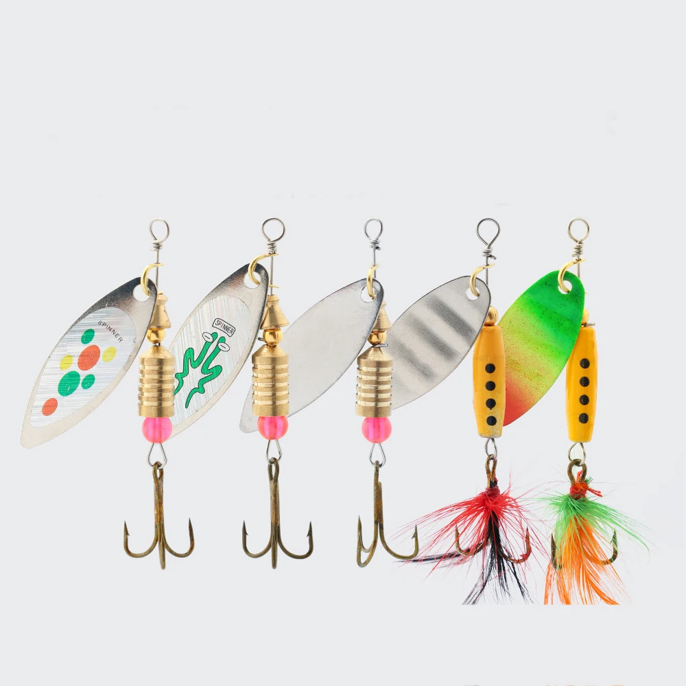 Señuelos de Pesca de Metal, anzuelos giratorios de plantilla lenta de 5 piezas, 33mm, 7g, aparejos de Pesca de lubina, señuelos de carpa - imagen 2