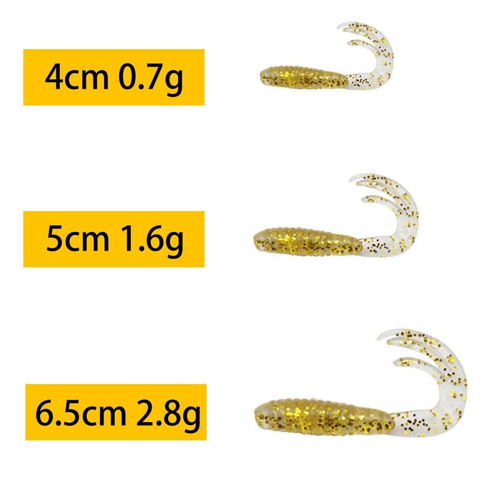 20 piezas Señuelos de Pesca 40mm/50mm/65mm 0,7g/1,6g/2,8g Wobblers pesca de carpa cebo blando Swimbait cola larva señuelos silicona Artificial - imagen 2