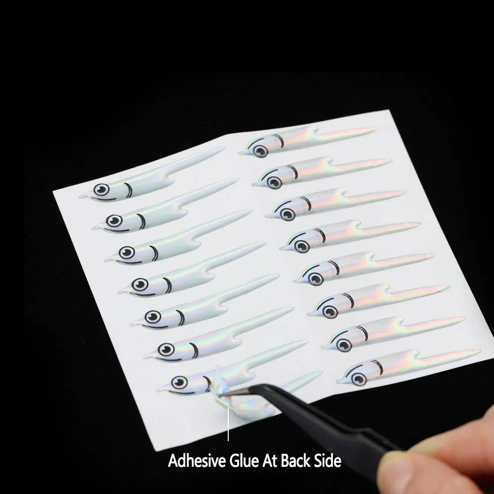 16/32 Uds. De láminas flexibles precortadas, señuelo de pez cebo, Material de atado de moscas, máscara de pez Artificial plateada, pegatina, Streamer, Señuelos de pesca de mar - imagen 3