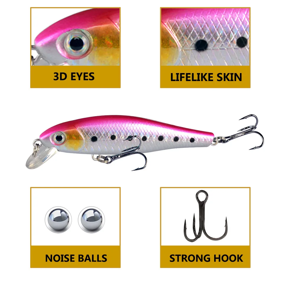 Mar Yolo-señuelo de pececillo de 8,5 cm y 9,2g, anzuelo triple, cebo biomimético flotante, Jerkbait de agua, accesorios de pesca - imagen 3