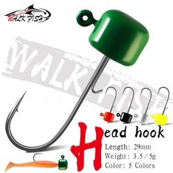 WALK FISH 5 uds 3,5G/5G anzuelos de pesca Ned Rig Jig cabezas de plantilla de setas cebos de gusano suave anzuelos para lubina trucha Pike