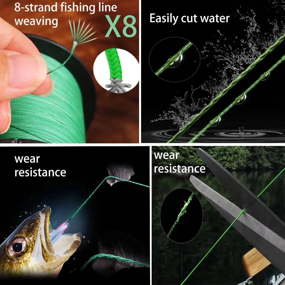 Línea de pesca BAKAWA, 8 hebras trenzadas de PE, 300m, 500m, línea multifilamento suave japonesa, alambre de pesca de carpa fuerte, tejido 8X 22-90LB - imagen 4