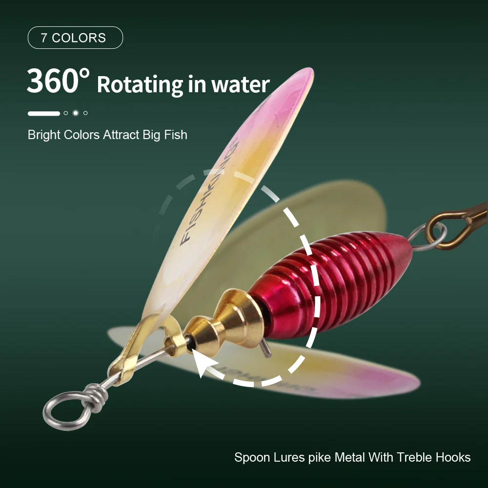 FTK Spinner cebo señuelo de pesca 4g 4,8g 7g 10g 14g cebos artificiales duros de Metal Señuelos de pesca con anzuelo triple aparejos para Lucio - imagen 5