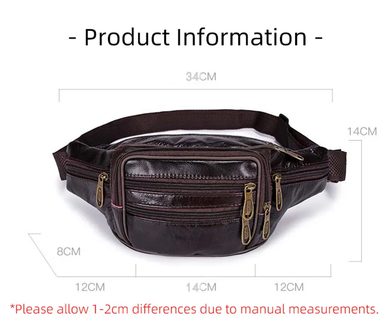 Conveniente y elegante, esta bolsa de cintura de cuero compacta es perfecta para el uso diario