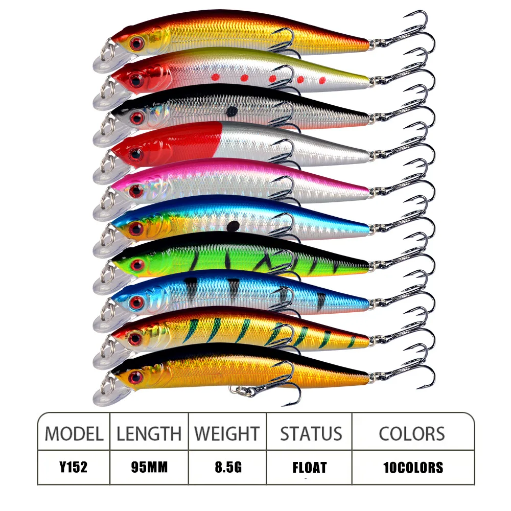 Kit de aparejos de señuelo de pesca, cebo duro Artificial giratorio flotante, pececillo de pesca Crankbait Wobblers Spinner, anzuelos que se hunden - imagen 3