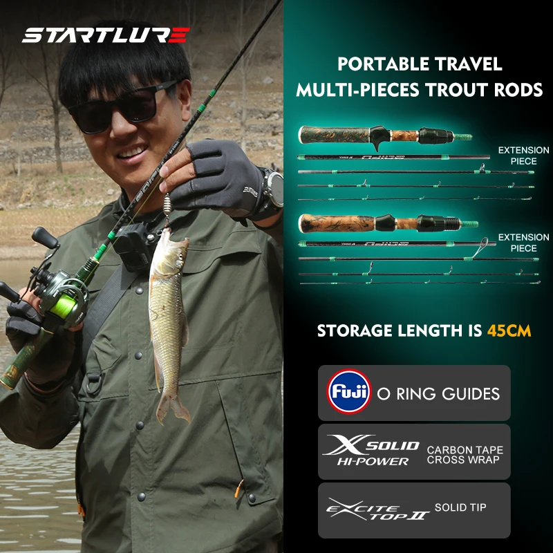 CEMREO-Guías de anillo redondo Fuji de Punta sólida, caña de pescar giratoria de fibra de carbono ligera, múltiples piezas, portátil, de viaje - imagen 2