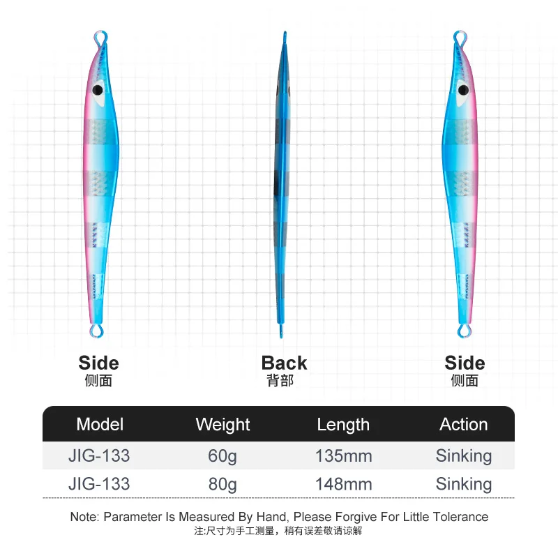 OBSESSION J133-cebo de pesca Jigging de fundición larga para agua salada, cebo Artificial de hundimiento rápido, duro, luminoso, de Metal - imagen 3