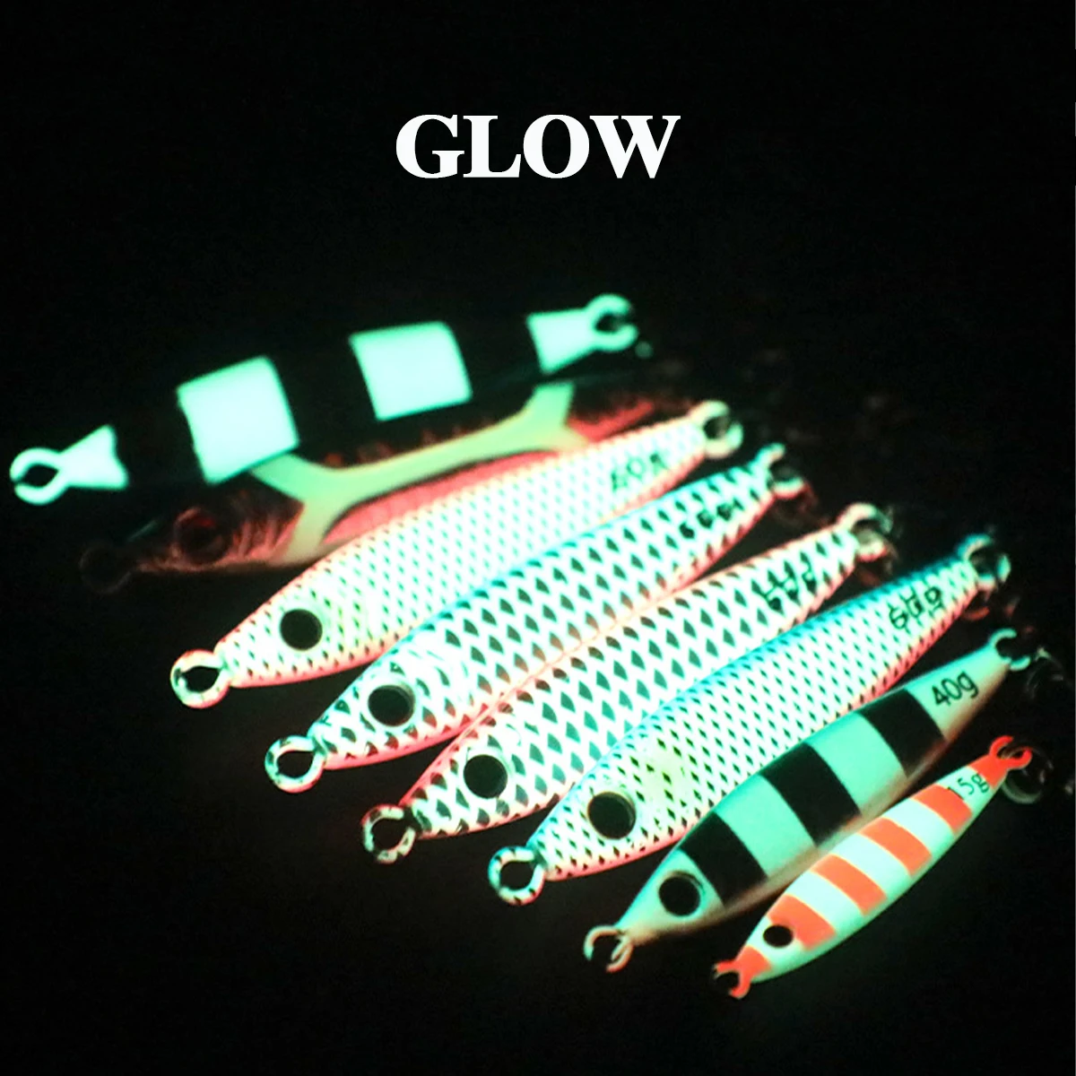 Cebo de pesca luminoso 40g60g80g100g, señuelos de Jigging lento, plantilla de Metal, pesca en alta mar, atún, caballa, Wahoo, señuelo de agua salada - imagen 2