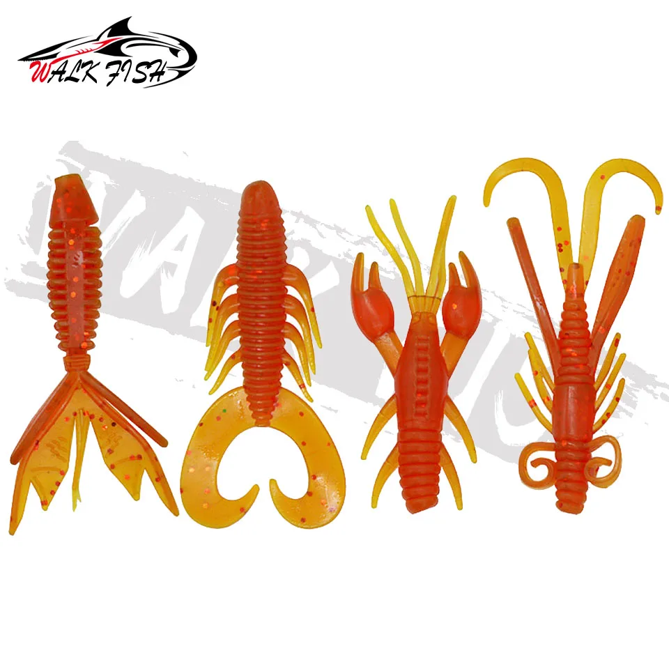 WALK FISH 4 unids/lote gusanos señuelo de pesca en forma de Wobblers conjuntos señuelo de camarones cebo de silicona Wobbler para curricán aparejos de pesca de lubina - imagen 2