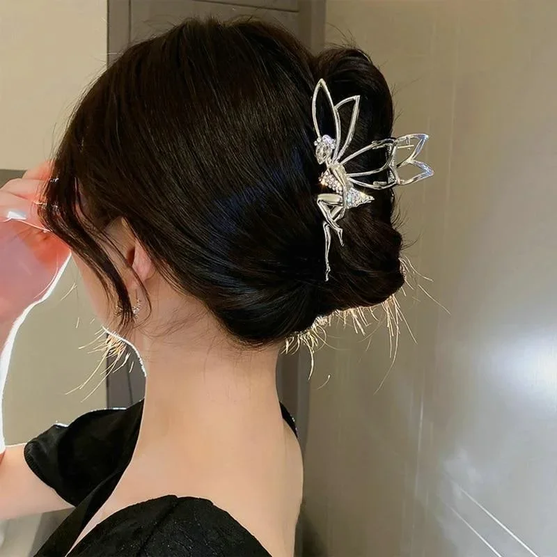 Nuevo brillante Diamante de imitación cristal pequeño Ángel sombreros Clips de garra de Metal chica elegante pinza de cola de caballo accesorios para el cabello de elfo regalo