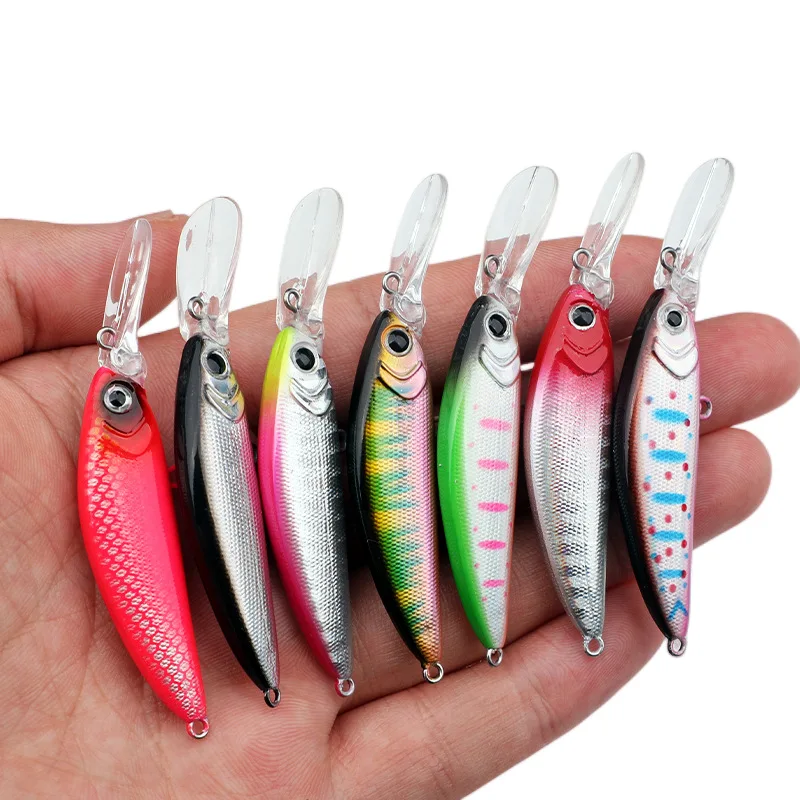 Señuelo de pesca Minnow, señuelo de depredador de hundimiento de 70mm, señuelo Wobbler Artificial, cebo duro para curricán, Crankbait de mar para lucio, aparejo de lubina, señuelo - imagen 3