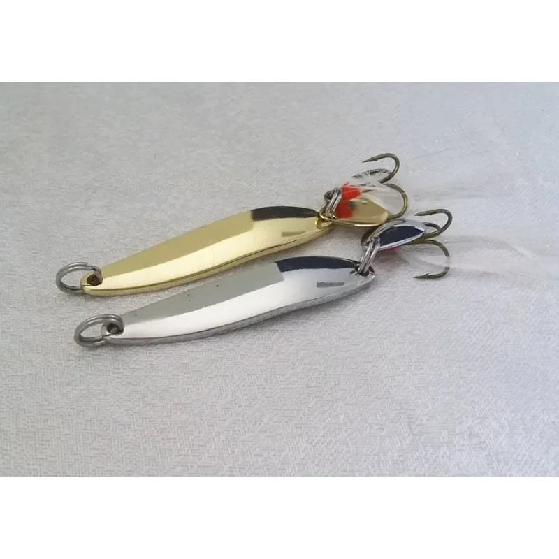 Señuelo de pesca con cuchara dorada y plateada, cebos duros con lentejuelas, Paillette de ruido con pluma para señuelos marinos, herramienta Wobbler Spinner, 1 Uds. - imagen 4