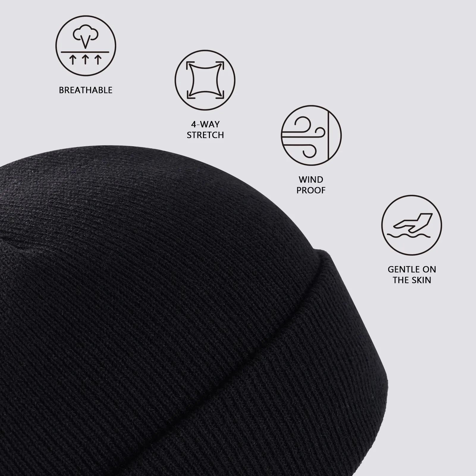 Bassdash Gorro de punto elástico de invierno, gorros suaves y cálidos para hombres y mujeres, gorros con puños unisex ligeros y elegantes - imagen 4