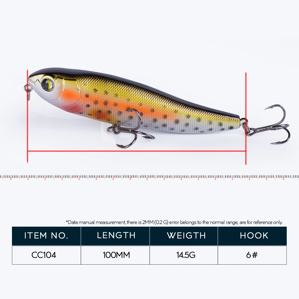 Hanlin Popper 10cm 14,5g señuelo de pesca caminar el sonajero del perro Wobble Topwater Stickbaits flotante plástico Crankbait aparejos de lubina - imagen 2