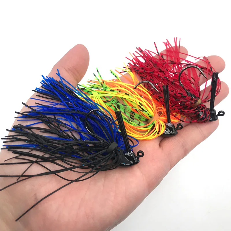 Señuelo giratorio Jig Bait 7g 10g 14g falda barba Señuelos de Pesca Plantilla de goma Buzzbait Swim Jig Head para Bass Pike Wobbler anzuelos de pesca - imagen 3