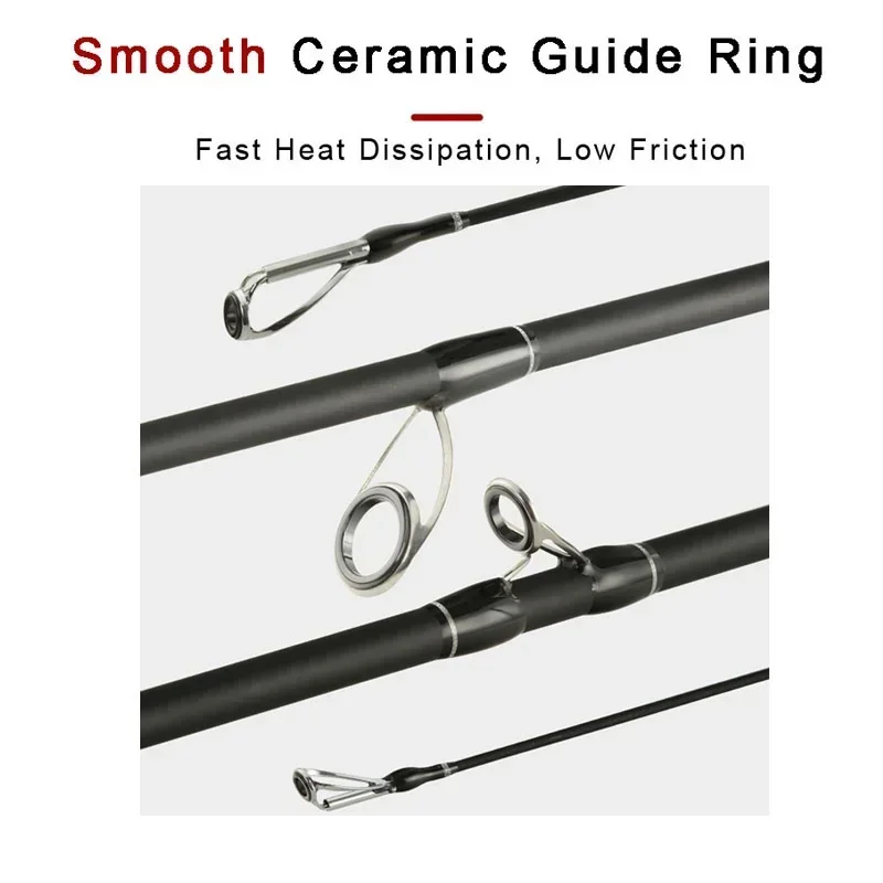 Goture-caña de pescar súper dura de 2 secciones, fibra de carbono H + MH, doble punta superior, caña de fundición giratoria, 7-40g, aparejos de pesca rápidos para trucha - imagen 3