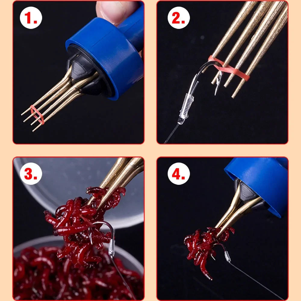 Alimentador rápido de gusanos, gancho con Clip, dispositivo de alimentación de gusano rojo, operación Simple, sin manos sucias, alimentador de gusanos vivos para minas de tierra - imagen 4