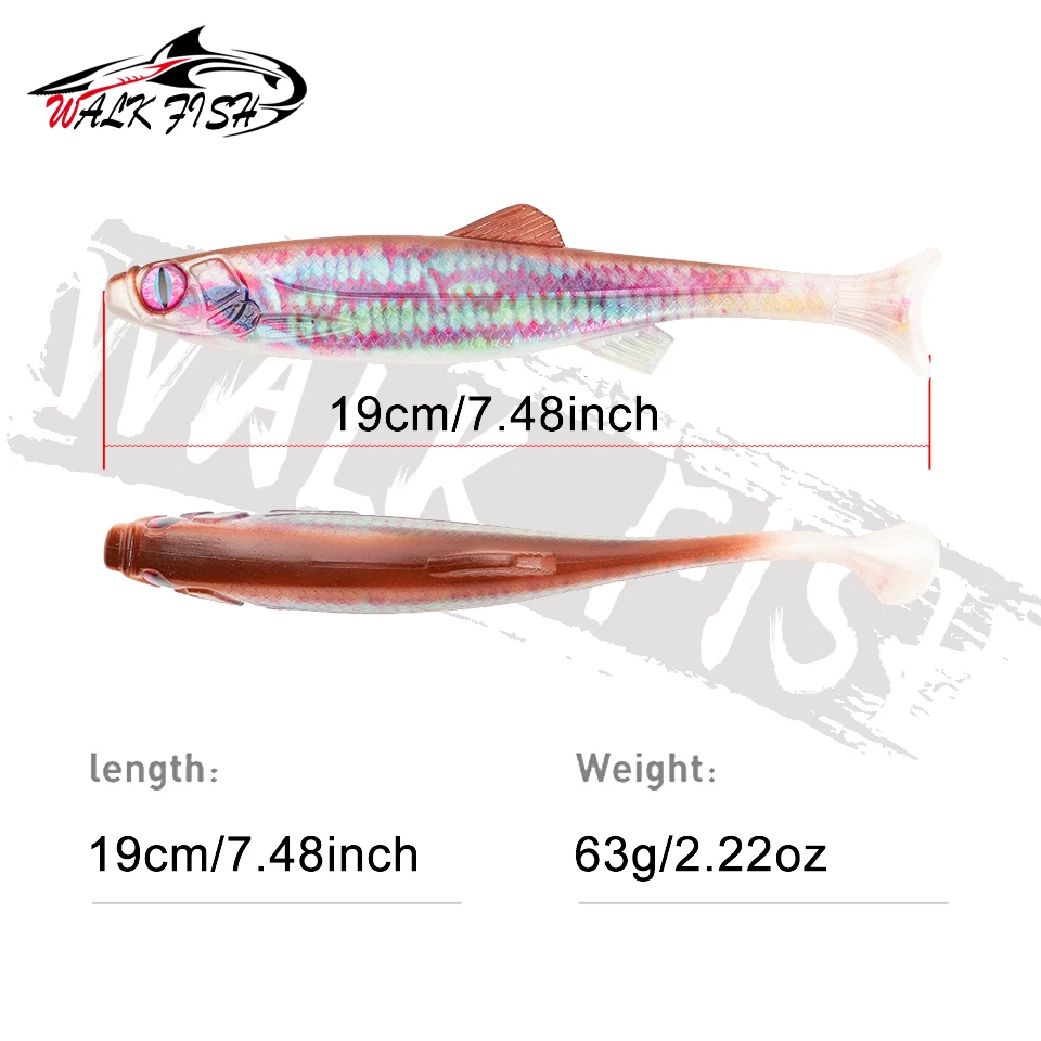 Walk Fish Swimbait vinilo 19cm – Paleta sábalo cola en T para lucio - imagen 4