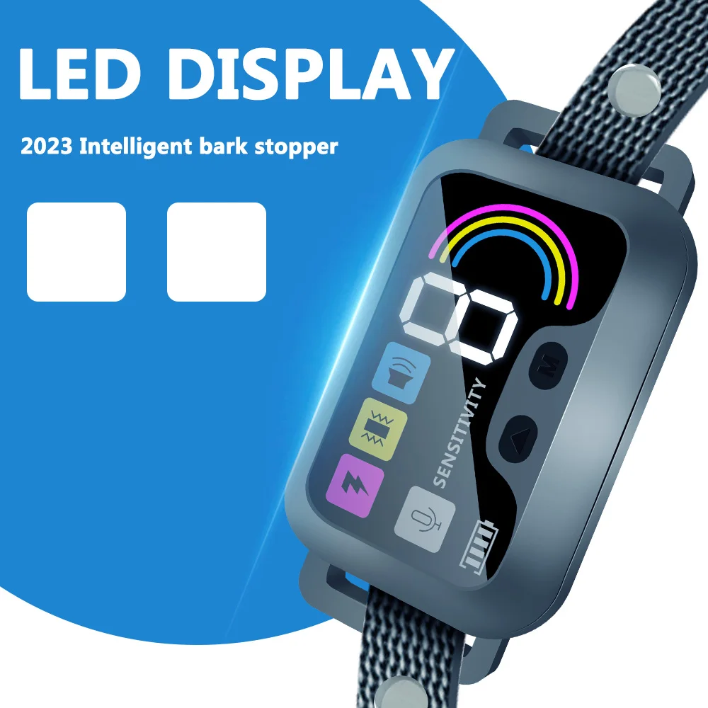 Collar de entrenamiento antiladridos con sensibilidad ajustable, vibración de pitido, Collar de choque de ladridos para grandes, medianos y pequeños, novedad de 2024 - imagen 3