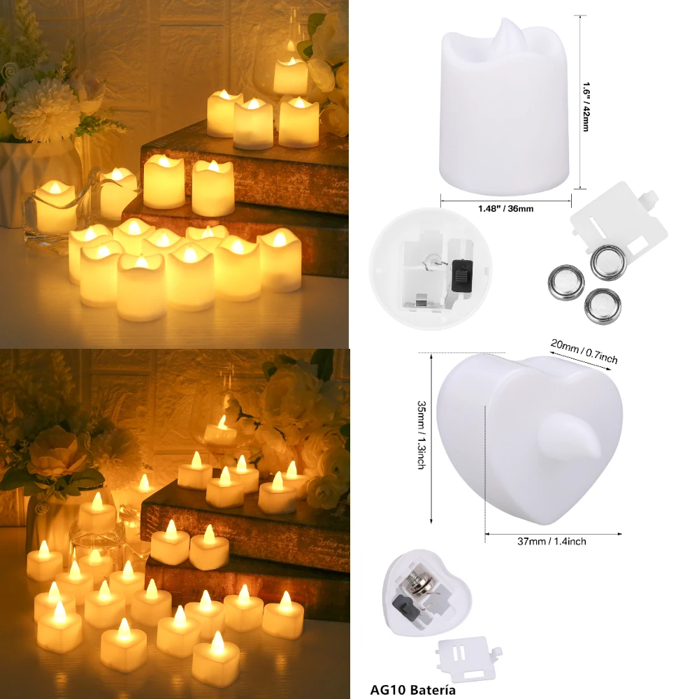 Velas de té sin llama con más de 200 horas, velas votivas eléctricas con batería, decoración de Halloween y Navidad, iluminación LED - imagen 4