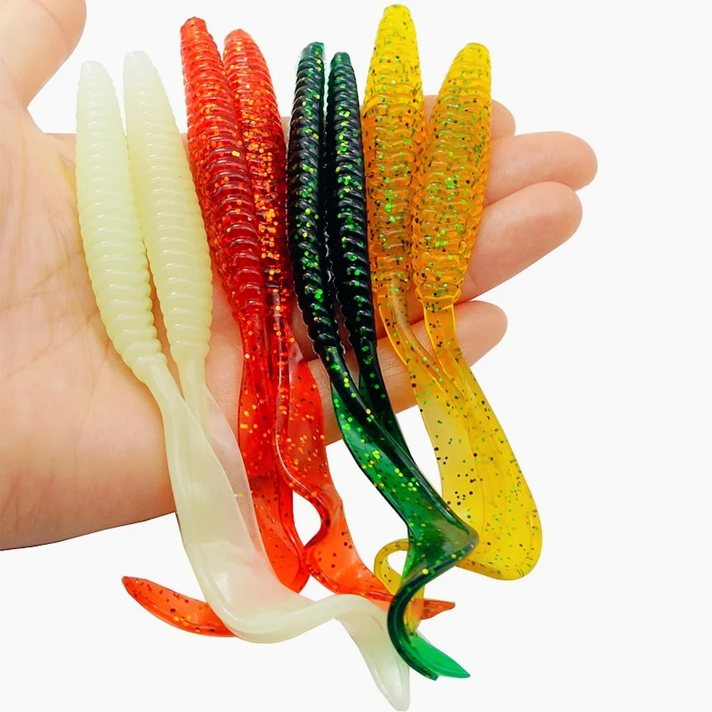 Señuelo de pesca de cola larga y rizada, 6g, 130mm, 6g, cebo suave, Swimbait de silicona Artificial, Jigging Wobblers para Lucio - imagen 2