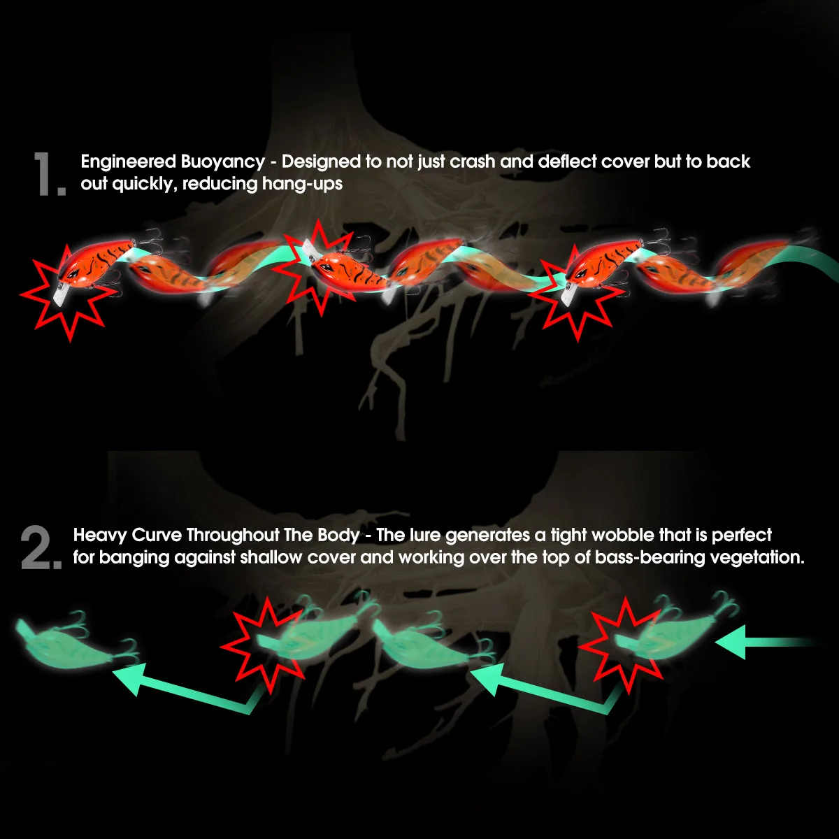 NOEBY 60mm 12g poco profundo Squarebill Crankbaits Minnow señuelo de pesca flotante Wobbler cebo duro Artificial para señuelo de pesca de lubina - imagen 5