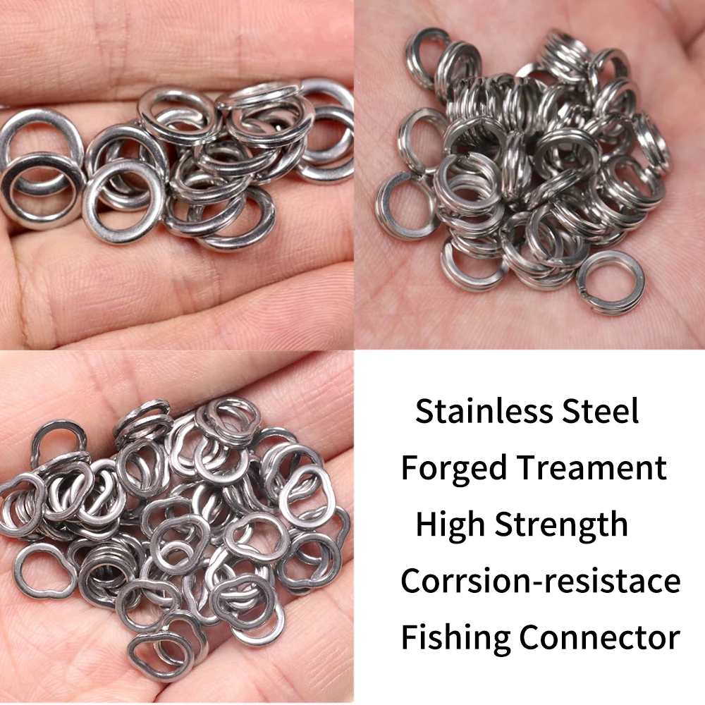 Elllv 200 Uds. De acero inoxidable sólido/anillo dividido, conector de señuelo para sedal, pesca en agua dulce y salada, accesorios prácticos - imagen 5