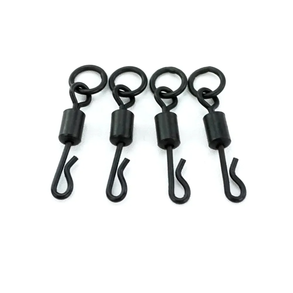 Anillo flexible para Pesca de carpa, 500 Uds., con forma de Q, negro mate, giratorio, ojo grande, cambio rápido, herramienta de conector sólido, accesorios para aparejos de Pesca - imagen 3