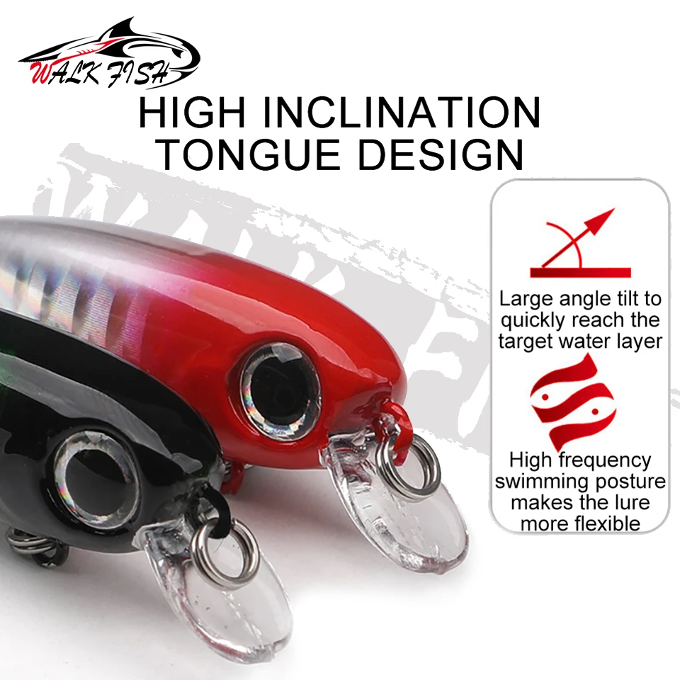WALK FISH 1 Uds 43mm 3g Mini cebo duro pequeño hundimiento Minnow manivela Señuelos de pesca lubina agua dulce salada aparejos de pesca señuelo - imagen 4