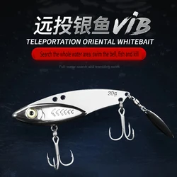 PD equipo de pesca Lua cebo vib cebo de pesca lentejuelas de metal cebo falso 7-30g gancho de ranura de sangre de fundición larga ruido giratorio pez plateado