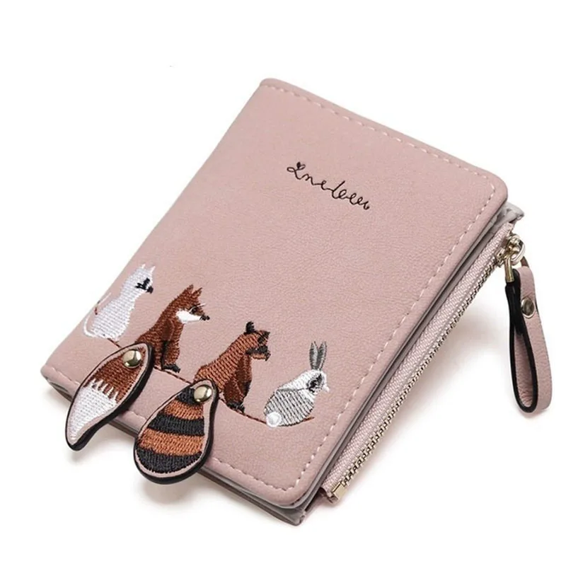 Cartera para mujer, monedero con cremallera, Clip para dinero, bolso de mano, tarjetero, cartera con estampado de dibujos animados para mujer, bolsillo para chica, Animal - imagen 2