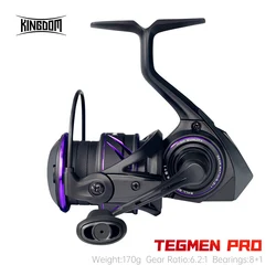 Kingdom Tegmen Pro 6,2: 1 relación de engranaje de alta velocidad carrete de pesca giratorio 9kg arrastre máximo 8 + 1BB ultraligero 2500 3000 carrete de pesca