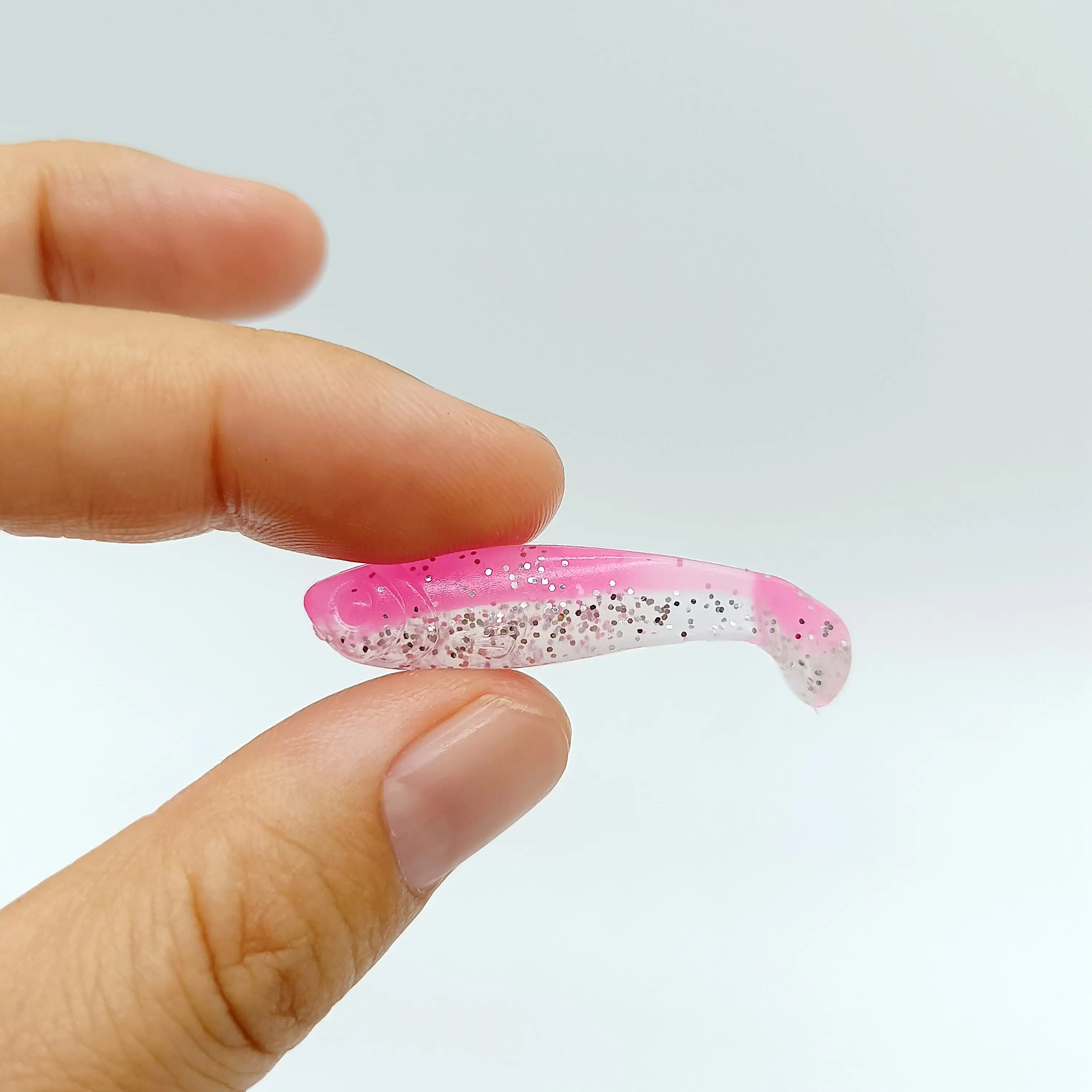 DUODUOYU 20 piezas Mini señuelo de pesca 1g/40mm Isca cebo suave aritico Jigging Wobbler Shad cola en T señuelos de silicona aparejos de pesca de lubina - imagen 4