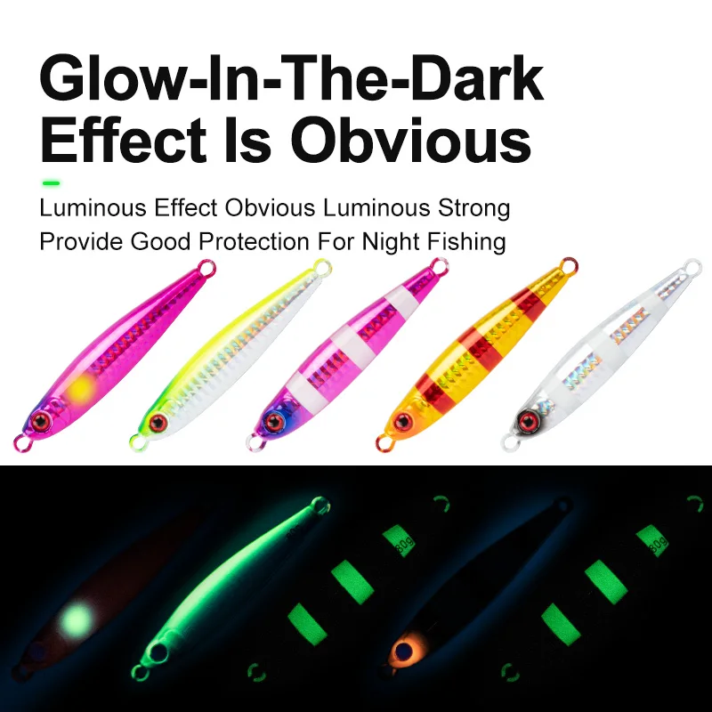 OBSESSION J119-señuelo de pesca Jigging, cebo de Metal luminoso, 60g, 80g, para barco de aguas profundas - imagen 5