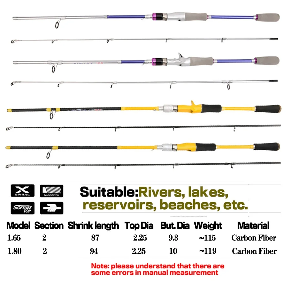 Caña de pescar ultraligera de fibra de carbono, señuelo de pesca de 1,65/1,80 M, peso de cebo de 3-20g ML, acción giratoria/fundición, poste de Jigging de trucha, Punta sólida - imagen 3