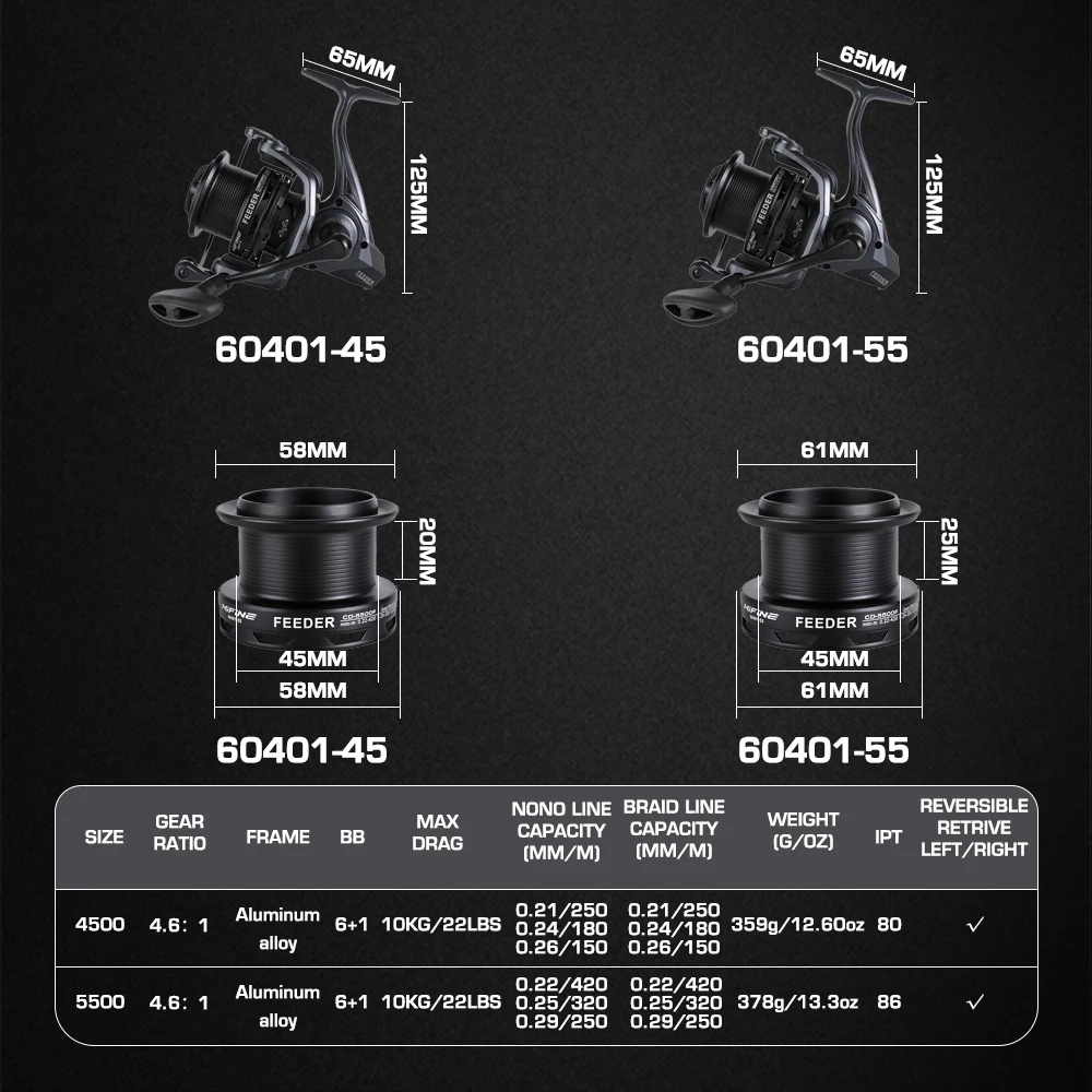 Carrete de pesca CONFIDENTE MIFINE FEEDER 4500 5500 10KG bobina de arrastre máxima profesional 6 + 1 BB sistema de eje de gusano carretes alimentadores giratorios - imagen 4