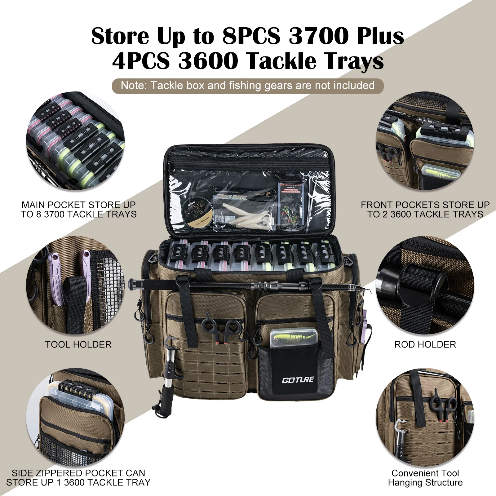 Bolsa de Pesca Goture Impermeable 1680D con Cierre Bidireccional