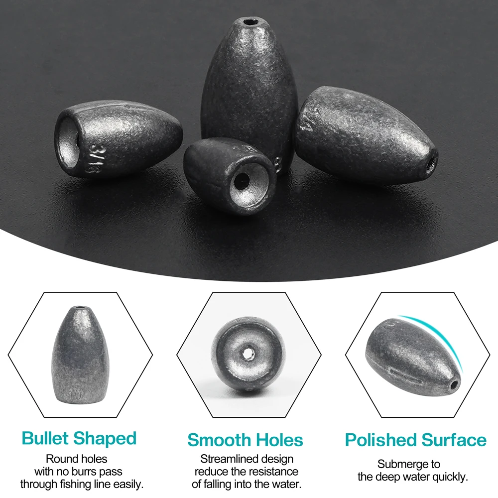 Pesas giratorias de plomo para pesca, aparejos de pesca de agua salada, 4 piezas, para lubina, gusano, peso, aparejo de Texas - imagen 3