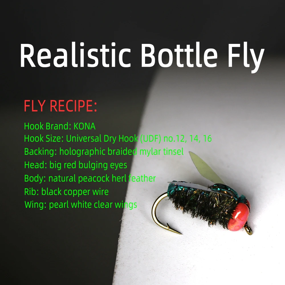 ICERIO, 4 Uds., pesca con mosca, moscas secas terrestres, botella, mosca, botella, abeja, mosca, casa, mosca, trucha, pesca, mosca, señuelo, cebos - imagen 3